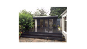 New decking and out house on a rainy day in Aberdeen