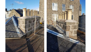 Brand new chimney stack on granite building in Aberdeen